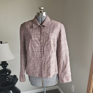 Evan Picone Vintage 100% Wool Houndstooth Zip Up Blazer